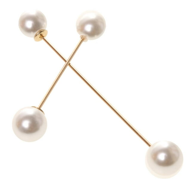 2pieces / Set Moda Doble Bola Faux Perla Stick Pin Broche Camisa Collar Pin De Múltiples Propósitos Decoraciones De Moda Zulema Broche Pin