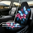 thumbnail image 5 of Yuyamidu Blue Butterfly Auto Seat Covers for Front Seats Only 2 PCS Set Pink Flowers Auto Bucket Seat Cover Universal Car Interior Accessories, 5 of 6
