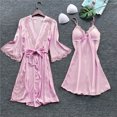 thumbnail image 2 of Clothing 2025 Women's Silk Pajama Sets Satin Robe with Nightgown 2 Piece Sleepwear Fashion Lace Cami Nightwear Kimono Bridesmaid Robes, 2 of 5
