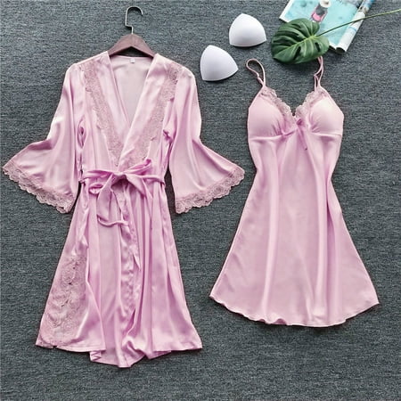 

Women s Kimono Soft Robes Short Nightgown Lightweight Spa & Bath Ladies Sleepwear Pink S