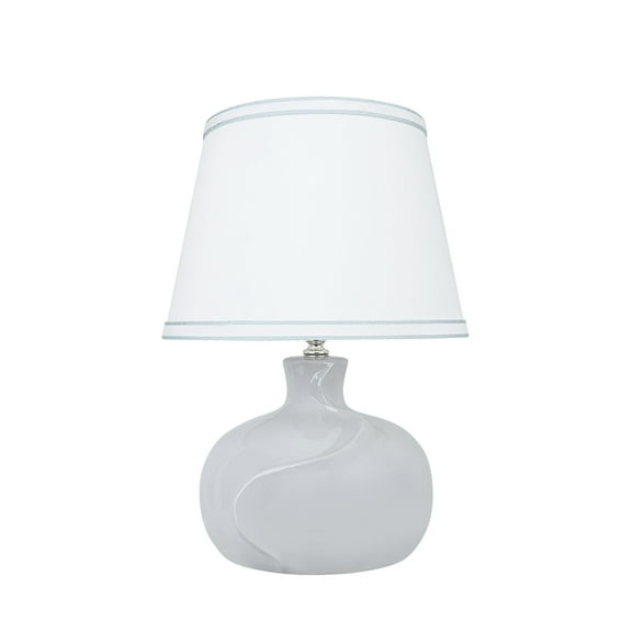 Aspen Creative 40182-31, 14-1/2" H Ceramic Table Lamp, Light Grey, Empire Lamp Shade in White