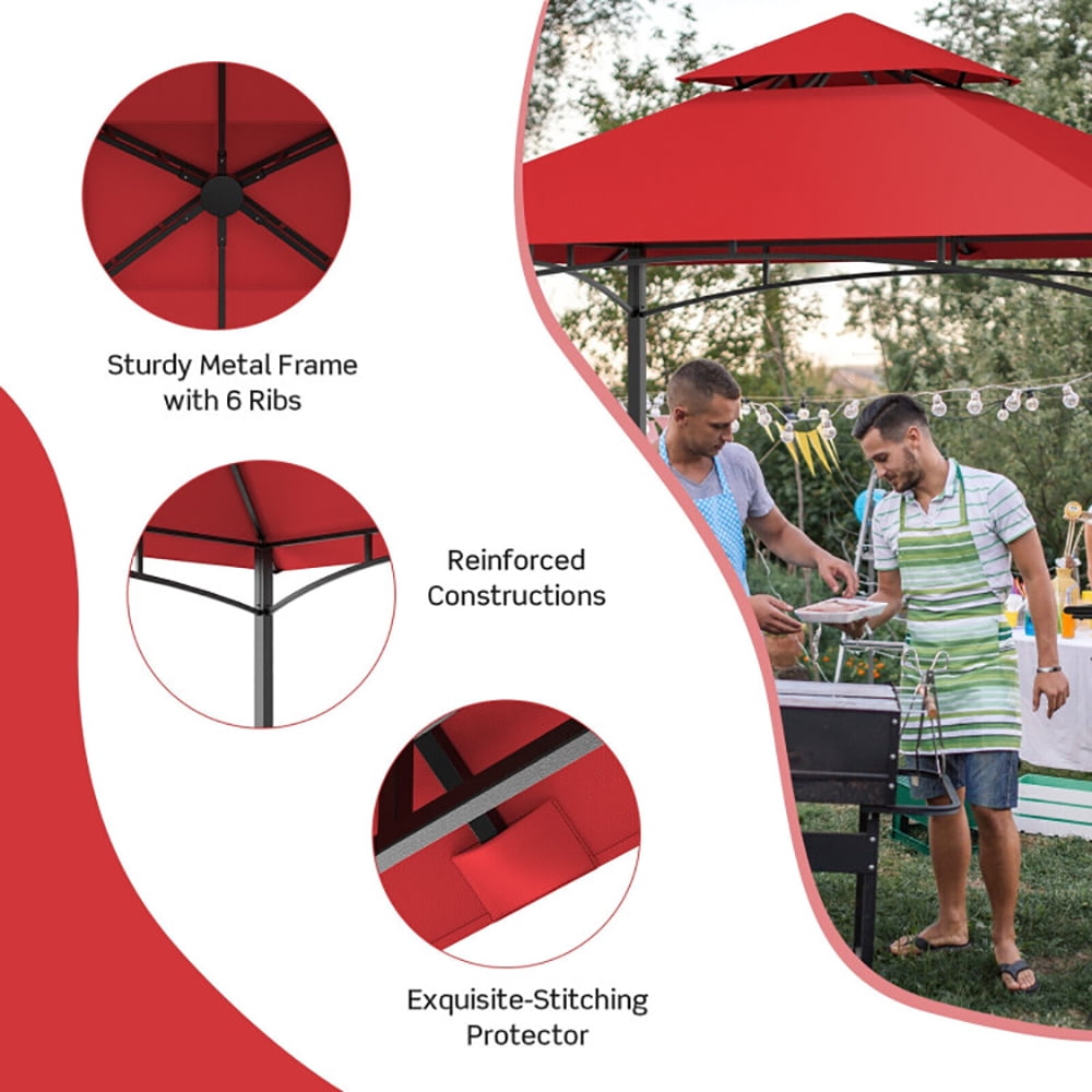 Aimee Lii 8 x 5 Feet Outdoor Barbecue Grill Gazebo Canopy Tent BBQ Shelter, Backyard Canopy Gazebo for Party Wedding, Red Aimee Lii 8 x 5 Feet Outdoor Barbecue Grill Gazebo Canopy Tent BBQ Shelter, Backyard Canopy Gazebo for Party Wedding, Red