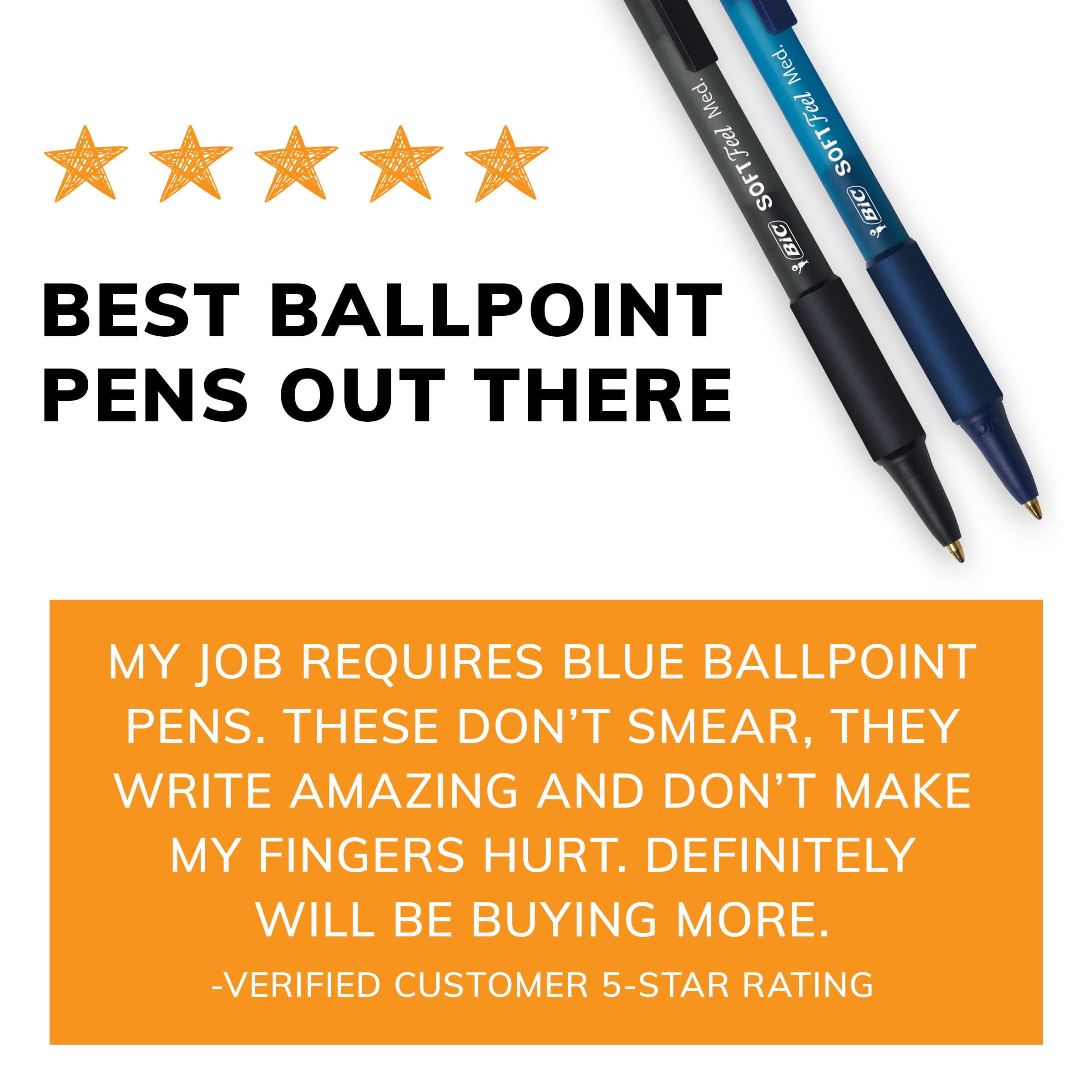 BIC Soft Feel Assorted Colors Retractable Ballpoint Pens, Medium Point (1.0mm), 18-Count Pack