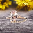 thumbnail image 5 of 2Pcs Milgrain 8x5mm Pear Shape 2.25 Carat Wedding Ring Set Morganite Engagement Ring Diamond Moissanite Matching Band 10k Yellow Gold Anniversary Gift, 5 of 6