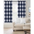 thumbnail image 3 of Blackout Curtains for Bedroom, Navy Blue Check Room Darkening Window Drapes for Living Room, Farmhouse Buffalo Plaid Blue Thermal Insulated Grommet Curtains, 52x63 inch, 2 Panels, 3 of 9