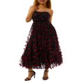 thumbnail image 1 of AMERTEER Femmes Robe d'Été en Tulle Sans Manches Dos Nu Imprimé Coeur Épaule, 1 of 6