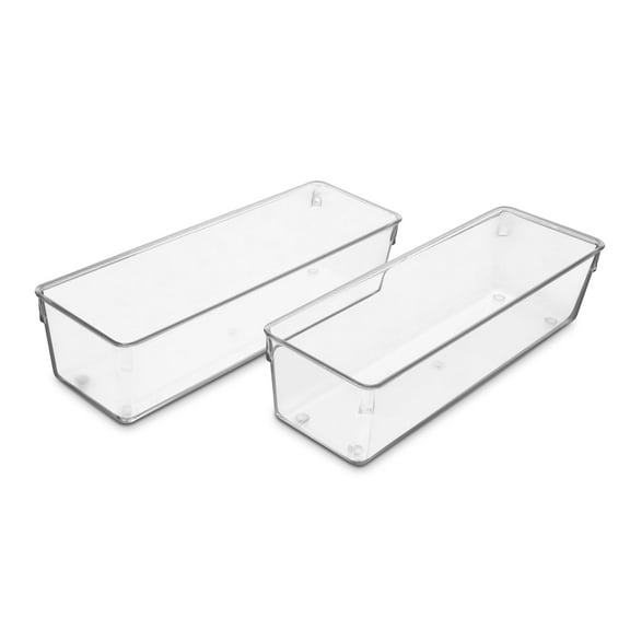 Sorbus Narrow Clear Drawer Organizer 2 Pack, Large BPA Free Storage Trays