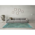 thumbnail image 3 of Ahgly Company Indoor Round Southwestern Light Blue Country Area Rugs, 6' Round, 3 of 4