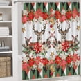 thumbnail image 5 of Merry Christmas Deer 4 Pieces Shower Curtain Set,Winter New Year Xmas Bells Tree Snowflakes Non-Slip Rugs Toilet Lid Cover Bath Mat and Bathroom Curtain, 5 of 8