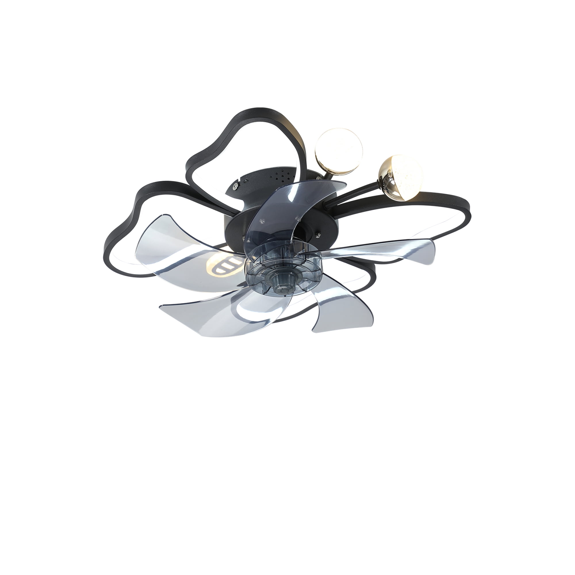 Leumius 19.7 Inch Ceiling Fan with Lights Remote Control with Modern Butterfly Design Styling, Quiet Fan for Bedroom Living Room Kids Room Black