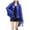 Blue, variant on Womens Sequin Long Sleeve Tassel Lapel Zipper Loose Jacket Fashion Coat