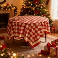 thumbnail image 2 of Yhmxh Christmas Round Tablecloth 48×48 Inch Round, Red and White Checkered Table Cloth, Waterproof Table Cover for Picnic Birthday Wedding Baby Shower Party Tablecloth, 2 of 7
