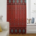 thumbnail image 6 of Red Boho Sheer Curtains 45 Inches Long, Vintage Ethnic Tribe Abstract Art Retro Light Filering Curtains, Breathable Simi Curtain Privacy Drapes for Kitchen Bathroom Lightweight Small Window Treatment, 6 of 9