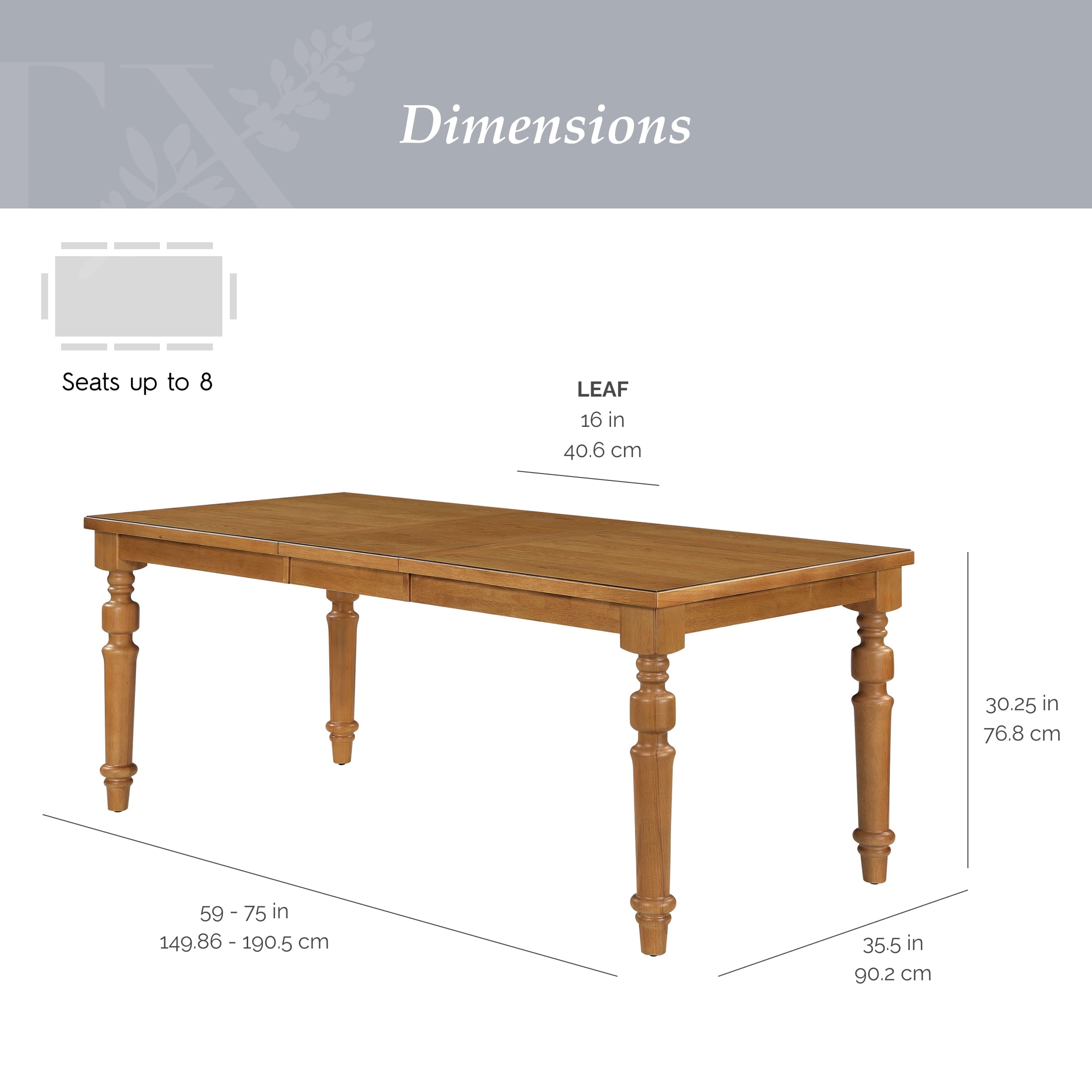 My Texas House Perry Extendable Dining Table in Warm Brown Finish