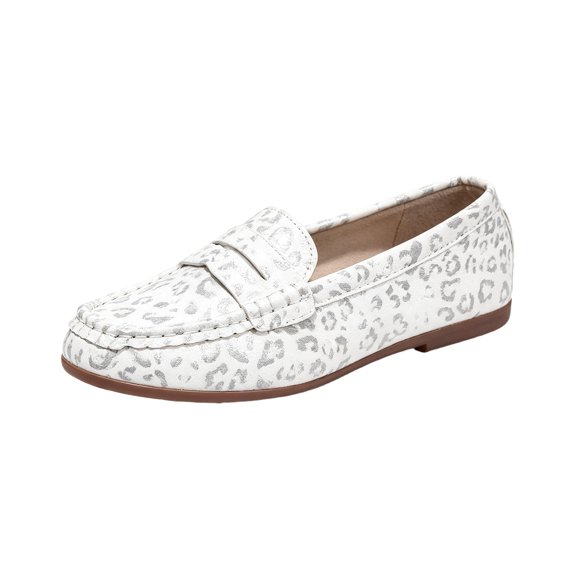EKVAHL Women's Penny Slip‑On Loafers, PU Leather Business Work Flats, Lightweight Casual Walking Shoes For Office Duty Business White