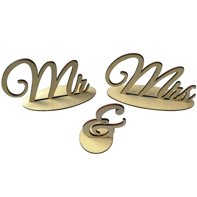 Coofit Mr & Mrs Sign Decorative Wooden 3D Letter Wedding Sign Table Decoration for Wedding Party