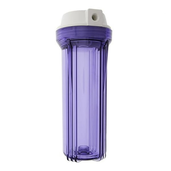 10" Clear RO Water Filter Housing - White Flat Top, 1/4" Ports - NSF Certified, High Pressure, Sanitary Housing for Reverse Osmosis & Filtration Systems