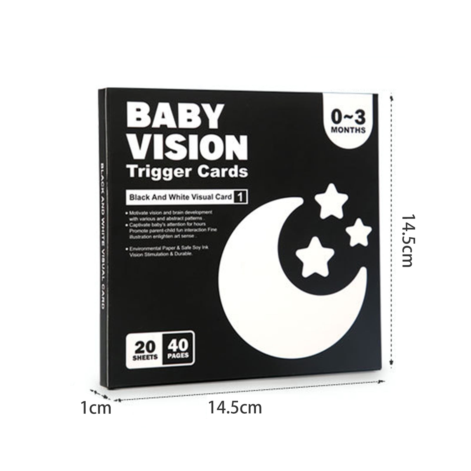 Happy Start High Contrast Baby Cards - Black & White Visual Stimulation Flashcards (0-6 Months)
