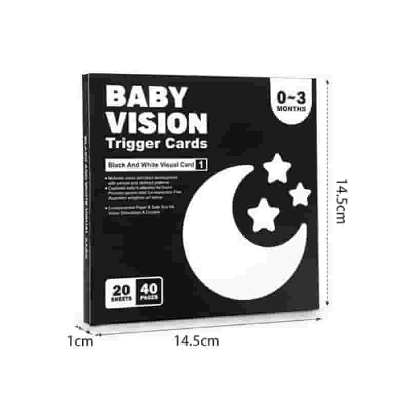 Happy Start High Contrast Baby Cards - Black & White Visual Stimulation Flashcards (0-6 Months)