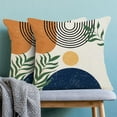 thumbnail image 4 of Boho Pillow Covers 18x18 Set of 2, Orange Blue Geometic Green Leaf Mid Century Throw Pillow Covers Linen Farmhouse Boho Decor Cushion Case for Couch Sofa Outdoor Home Decor, 4 of 6