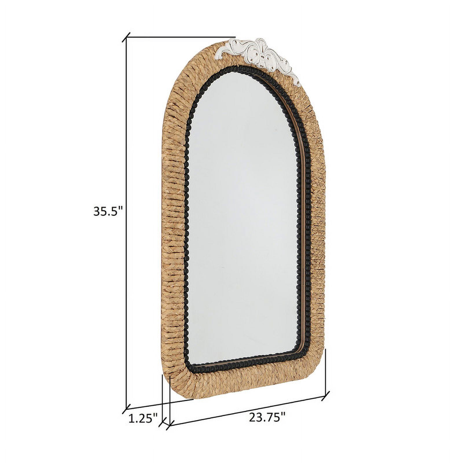 Serenity Arched Rattan Frame Boho Wood Wall Mirror