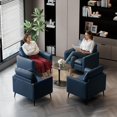 thumbnail image 4 of LAZZO Faux Leather Accent Chair, Mid-Century Modern Upholstered Armchair with Curved Armrests for Living Room and Office, Blue, 4 of 9