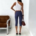 thumbnail image 4 of Lumtrix Women’s Low Rise Foldover Capri Yoga Leggings Y2K Slim Fit Stretchy Capri Pants Athletic Gym Lounge Pants Dark Blue S, 4 of 4