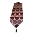 thumbnail image 6 of Violet Linen Chenille Circle Spots Pattern, Polyester Chenille Jacquard , with Tassels, Violet, 13 Inch x 70 Inch, Decorative Table Runner, 6 of 7