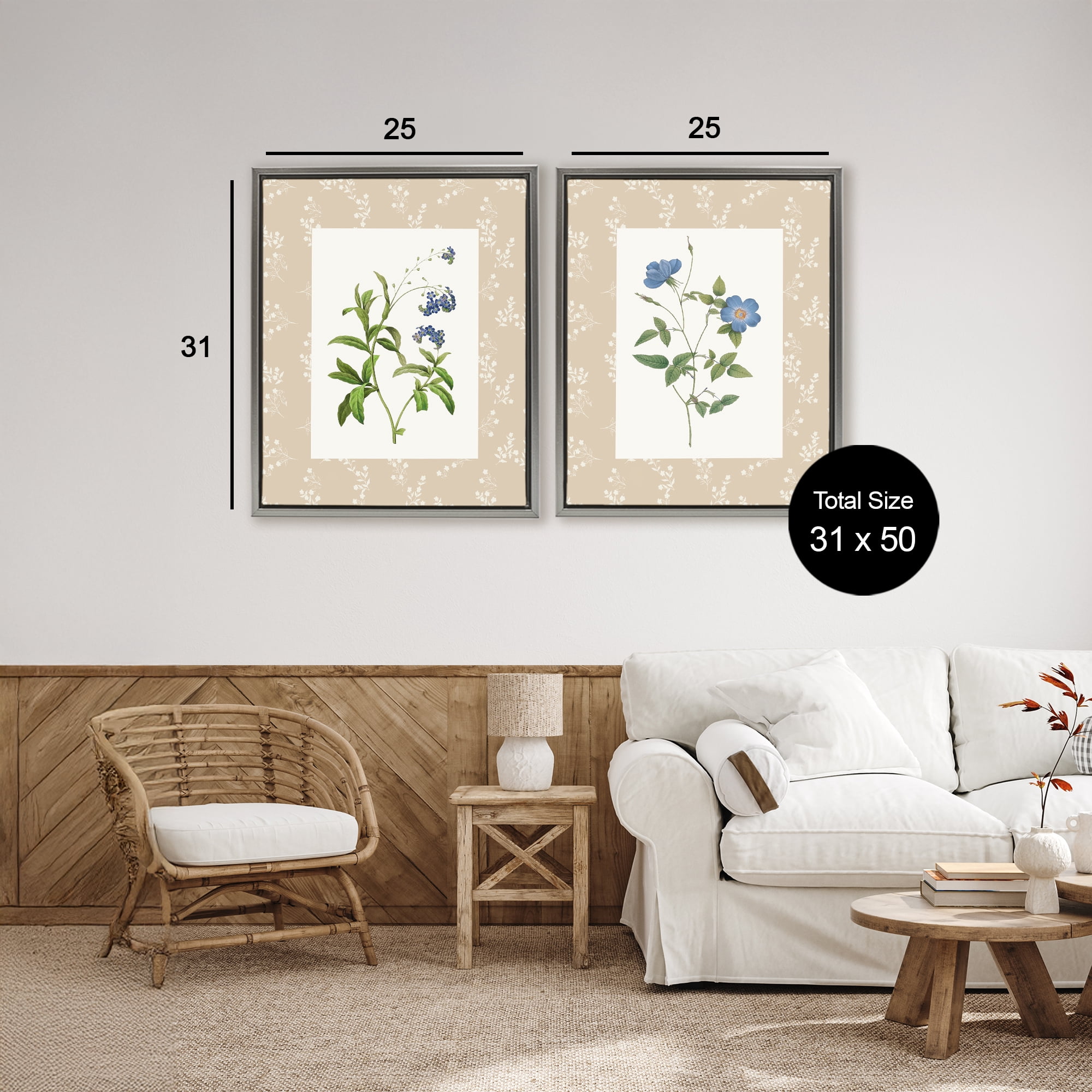 Stupell Industries Herbs on Beige Botanicals 2 Piece Gray Framed Floater Canvas Set, design by Val Rhodes