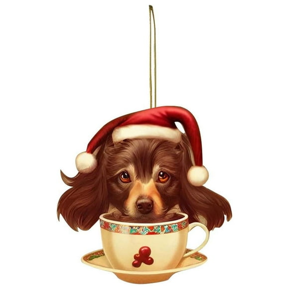 Adornos navideños, adornos navideños, regalos navideños, colgante de perro de Navidad, acrílico, plano, decoración para coche, taza nueva, perro mascota, acrílico, plano, decoración para perro