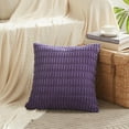 thumbnail image 2 of 4 Packs Neutral Decorative Throw Pillow Covers 18x18 Inch for Living Room Couch Bed Sofa, Rustic Farmhouse Boho Home Decor, Soft Plush Striped Corduroy Square Cushion Case 45x45 cm, 2 of 6