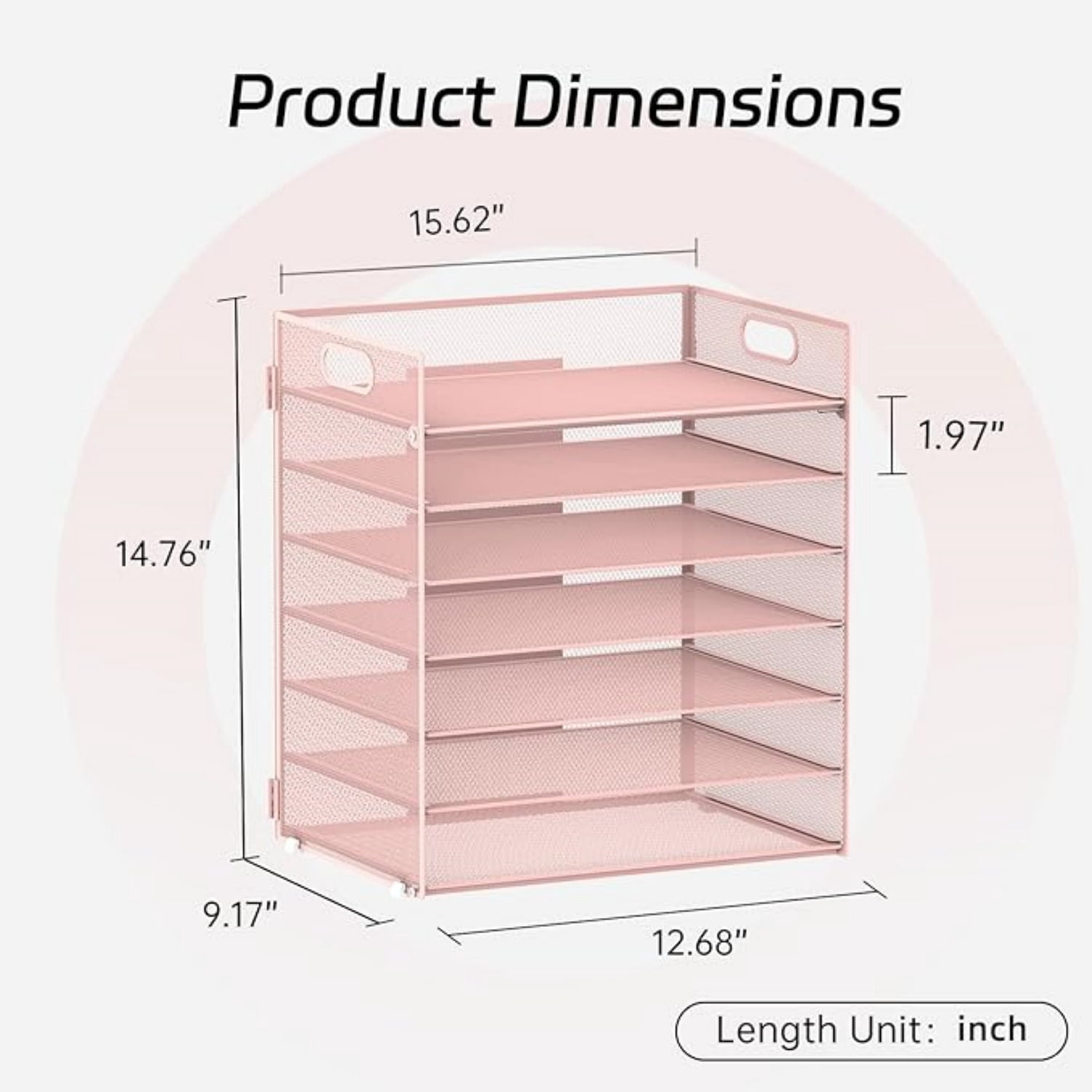 INTIGE 7 Tier Paper Organizer, Mesh Desktop File Holder with Handles for Office