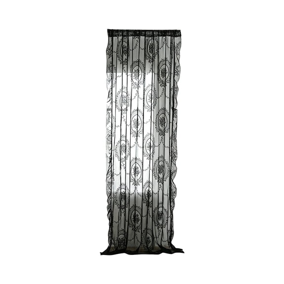 Daily-1 Floral Lace Sheer Curtain French Rod Pocket Window Curtain 140X100Cm For Home Decor