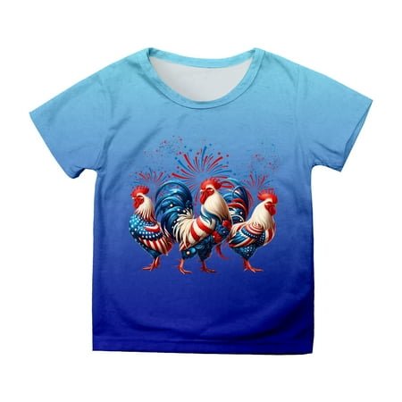 

Tops for Girls Shirts Teen Short Sleeve Independence Day Prints T Shirt Jackets for Girls