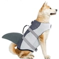 thumbnail image 2 of Dog Life Jackets, Ripstop Pet Floatation Life Vest for Small, Middle, Large Size Dogs, Dog Lifesaver Preserver Swimsuit for Water Safety at The Pool, Beach, Boating, M, Grey Shark, 2 of 7