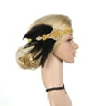 thumbnail image 4 of Hontri Heardband in Clearance, Gatsby Flapper Feather Headband 20S Accessories Crystal Beaded Wedding Headpiece, Female Gold One Size, 4 of 8
