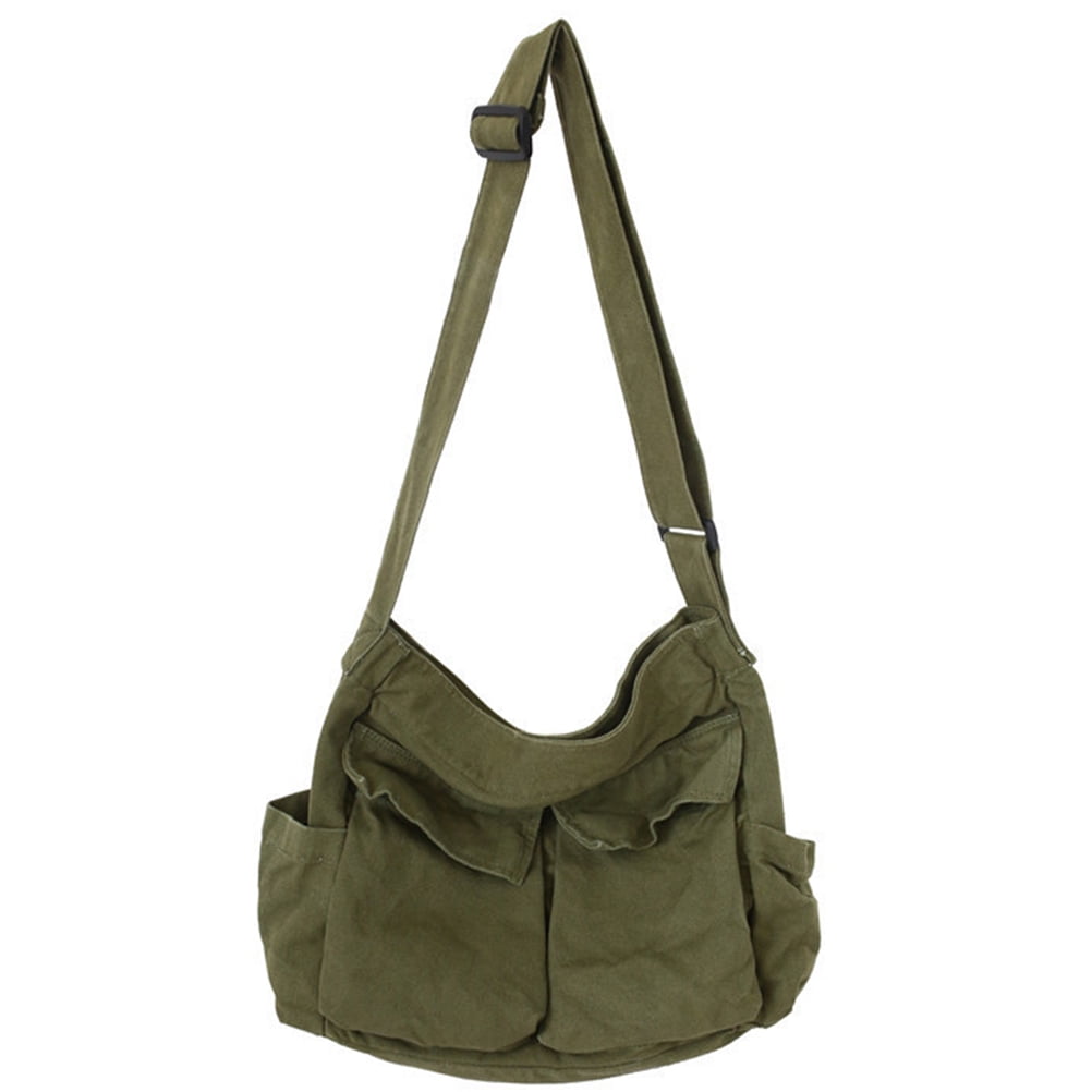 ショルダーバッグ Canvas Baggy Bag Medium Canvas Crossbody Bag for Women Men Denim Shoulder Bag Large Casual