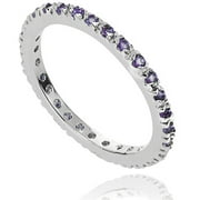 CZ February Birthstone Sterling Silver Eternity Band