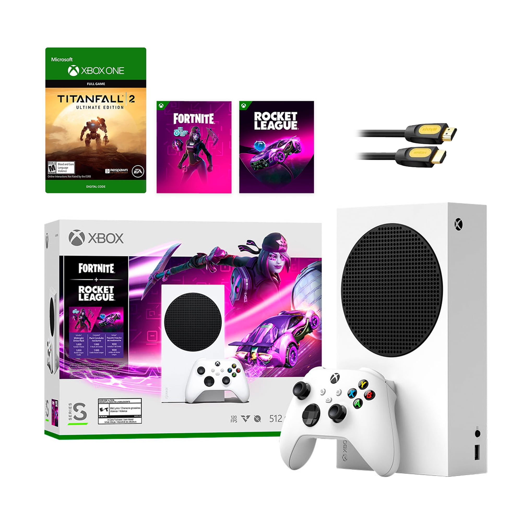 Ash stamp Couple Microsoft Xbox Series S Fortnite & Rocket League Midnight Drive Pack Bundle  with Assassin's Creed: Valhalla Full Game and Mytrix High Speed HDMI -  Walmart.com