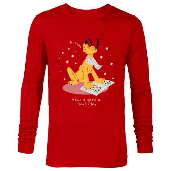 Disney Pluto Holiday Christmas Have a Special Howl-iday - Long Sleeve T-Shirt for Men - Customized-New Red