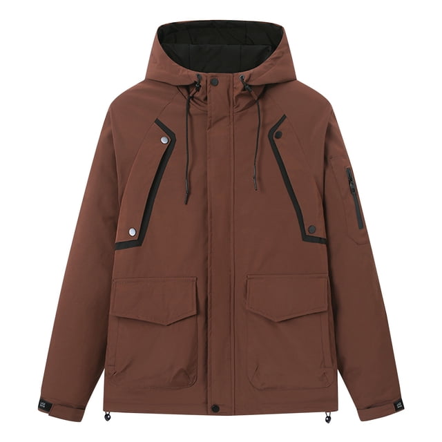 Puntoco Chaqueta/Abrigo Informal Con Capucha De Manga Larga Gruesa Y Bolsa De Trabajo Para Exteriores A La Moda Para Hombre