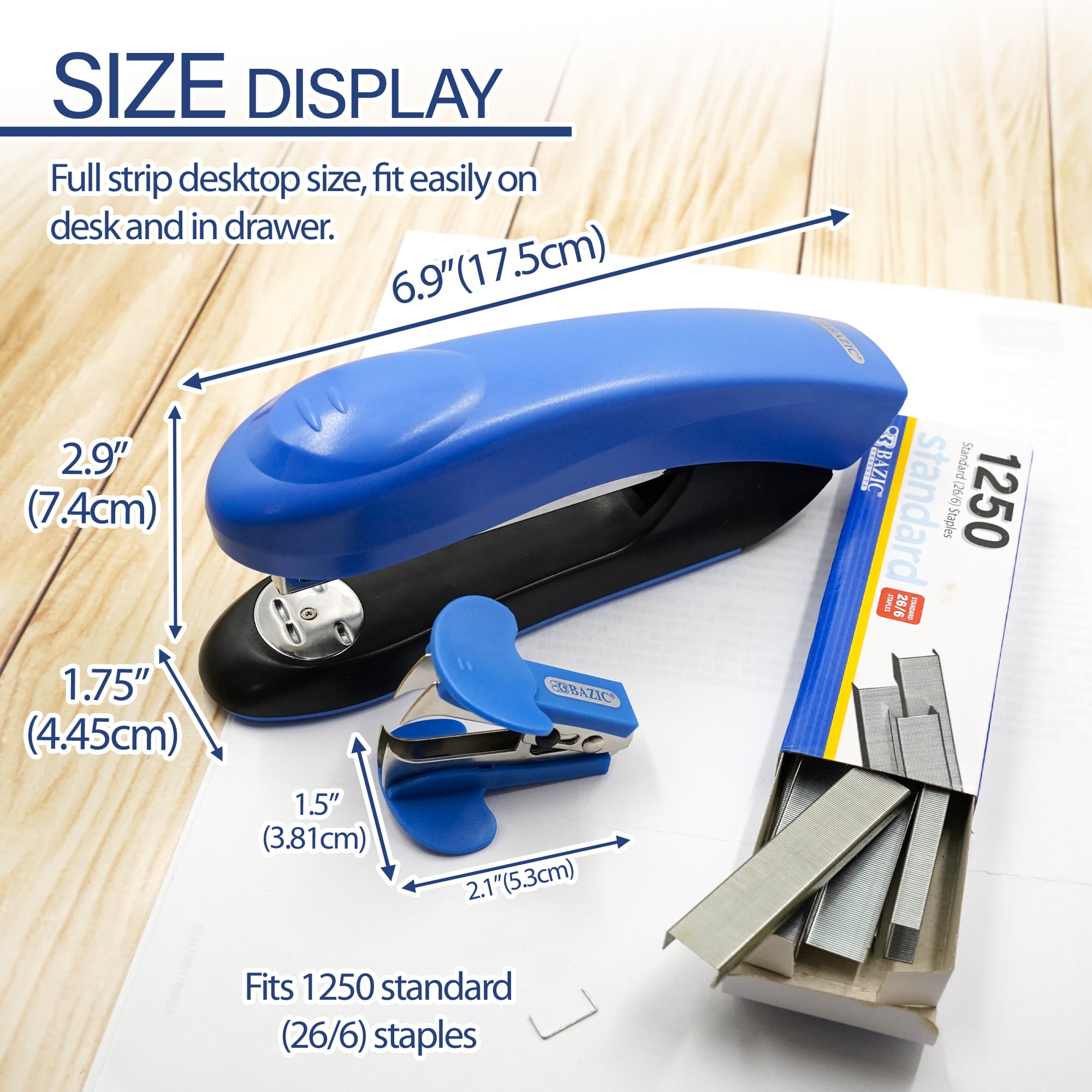 BAZIC Desktop Stapler Heavy Duty Metal Full Strip Staplers, 3-Pack