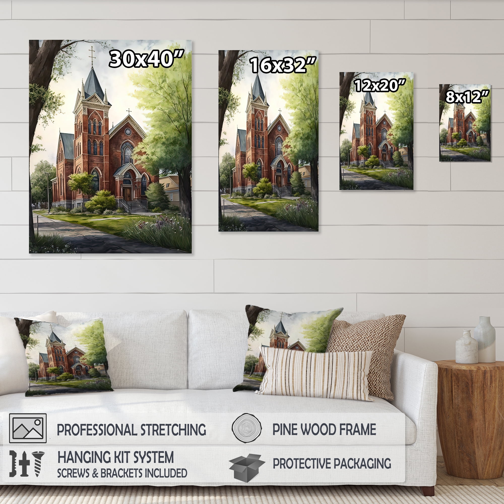 Designart Church In Country Town I Canvas Wall Art