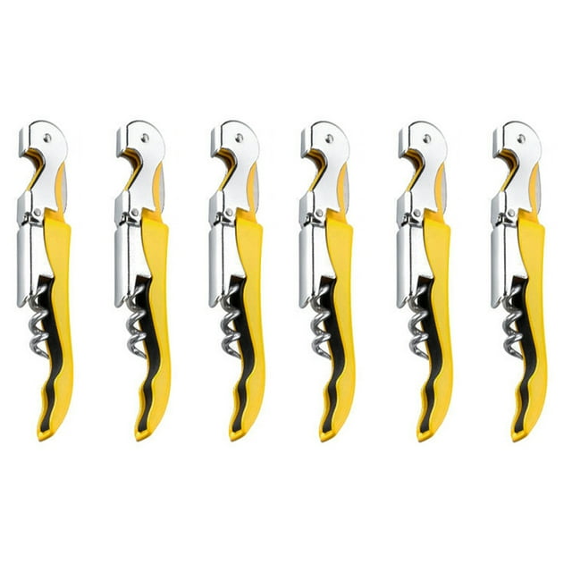 Aspire 60 PCS Double Hinged Corkscrew w/ Foil Cutter, Waiters Wine Bottle Opener - Yellow