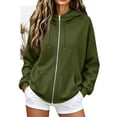 thumbnail image 4 of Zip Up Hoodie Women 2026 Y2K Casual Long Sleeve Oversized Hooded Sweatshirts Fall Winter Comfy Jackets with Pockets Green 2XL, 4 of 5