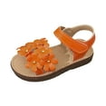 thumbnail image 3 of Ymyiu Infant Sandals Girls Girls Sandals Braided Upper Flat Dress Sandals Round Open Toe Summer Shoes Little Kid Big Kid Size 6 (Orange,Toddler 6), 3 of 7