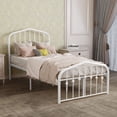 thumbnail image 2 of alazyhome White Platform Metal Bed Frame, Suitable All Ages, Twin XL, 2 of 6