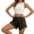 thumbnail image 3 of JUUNthy Womens Active Shorts, Zipper Pockets Qucik Dry Elastic Waist Running Athletic Workout Shorts Beige XL, 3 of 8