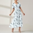thumbnail image 3 of WILLBEST Maxi Vestidos de Mujer Vestido Casual de Mujer Cuello En V Manga Corta Vestido Diario para Vacaciones Elegante Ropa Básica Primavera Verano Cómodo Versátil Moda 66 Grande​​, 3 of 3