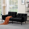 thumbnail image 4 of Gewnee Black 75.2” Twin-Size Futon Sofa Bed, Linen Upholstered 3-Position Adjustable Split Back for Home & Office, 4 of 22